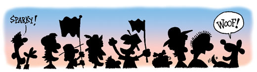 Cartoon of a people celebrating.