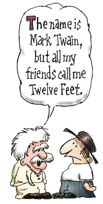 Cartoon of Mark Twain talking with a man.