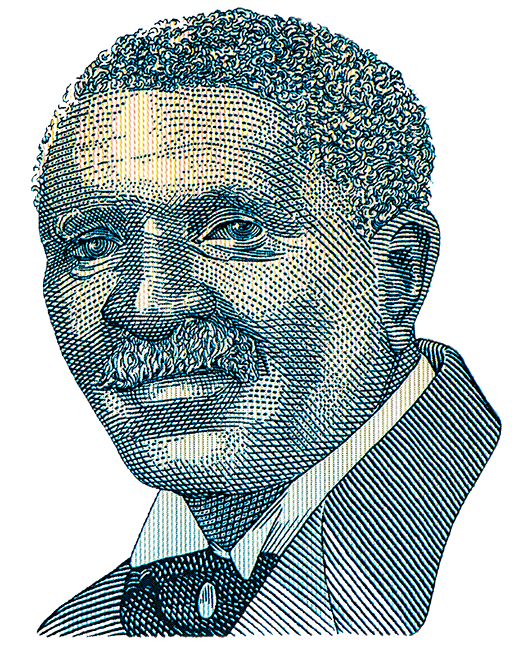 A patterned image of George Washington Carver.