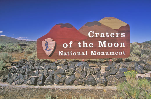 Sign advertising Craters of the Moon national monument.