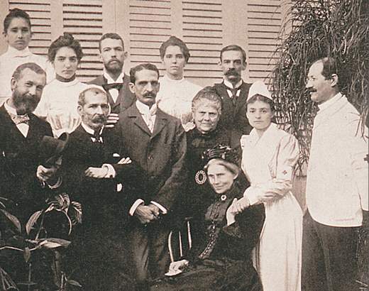 Group of people, including Clara Barton.