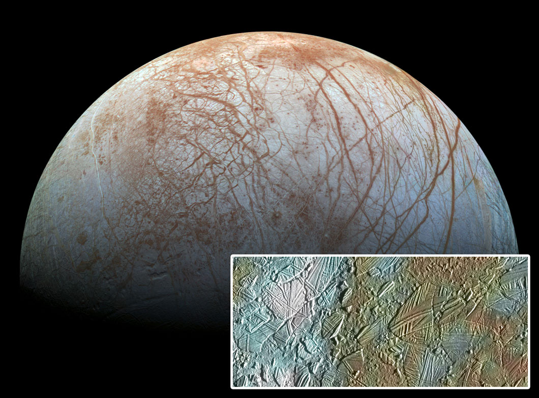 The moon Europa photographed from space.