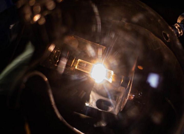 An intense heat source used to heat carbon into graphene.