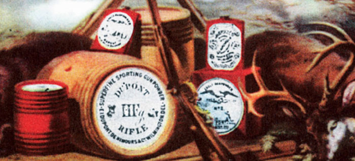 Barrels of gunpowder piled atop one another.