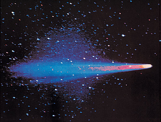 Halley's Comet streaking through space.