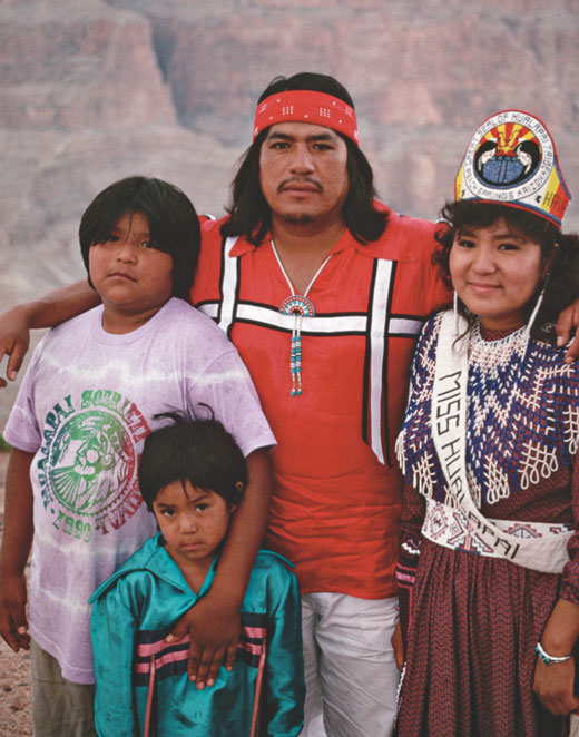 Picture of a Hualipai family with a mother, father, and two children.