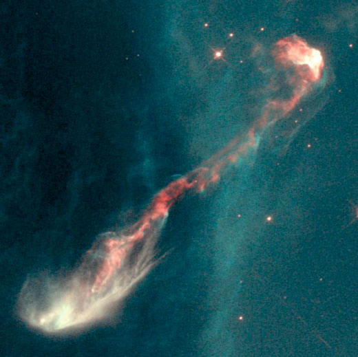 Thin jets of gas that look like snakes.