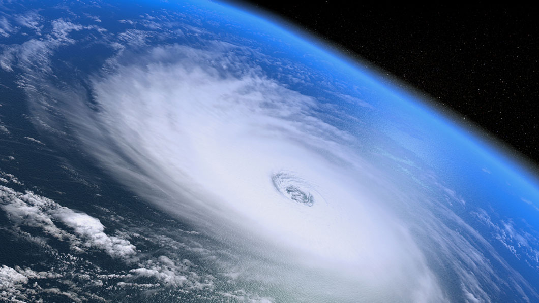 The view of a hurricane with its well-developed eye from space.