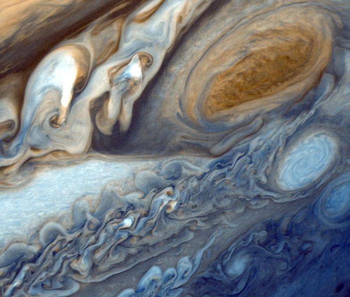 The Great Red Spot on the planet Jupiter.