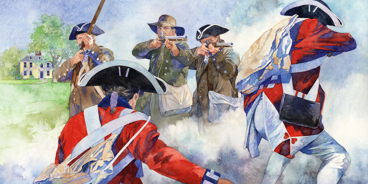 Colonists fire on British soldiers.