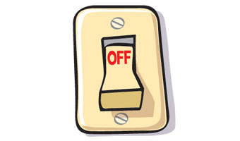 Cartoon of a light switch in the off position.