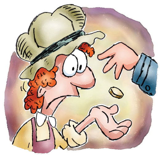 Cartoon of a nurse in colonial dress holding out her hand.