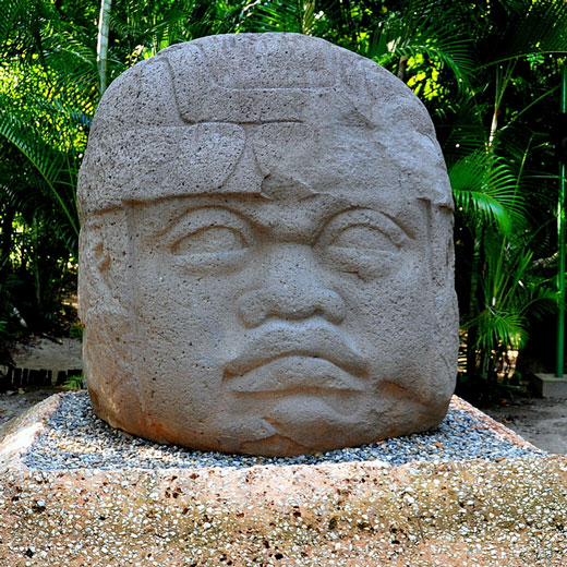 Head carved out of stone.