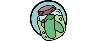 Pickling the cucumbers to make pickles.