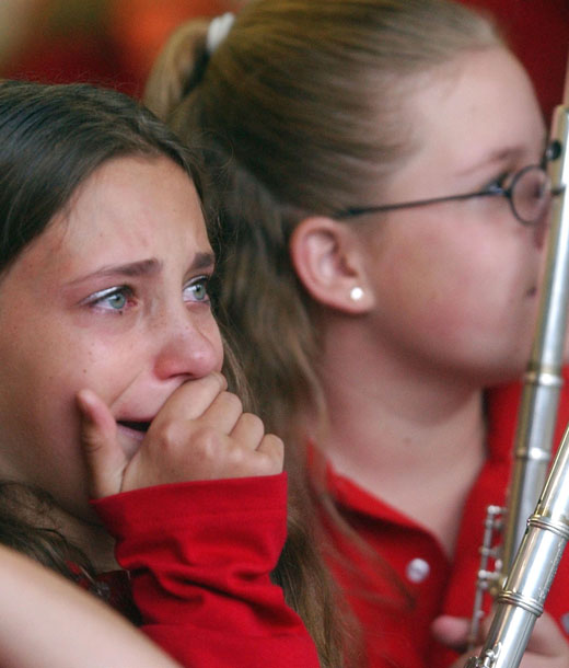 A crying girl.