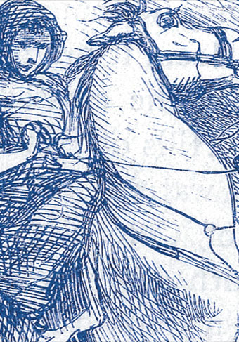 Artist's rendition of Sybil Ludington on her horse.