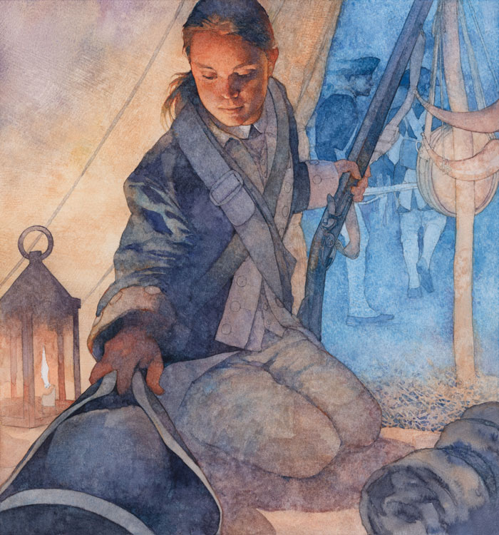 Artist's rendition of Anne Baily in a Continental army uniform.