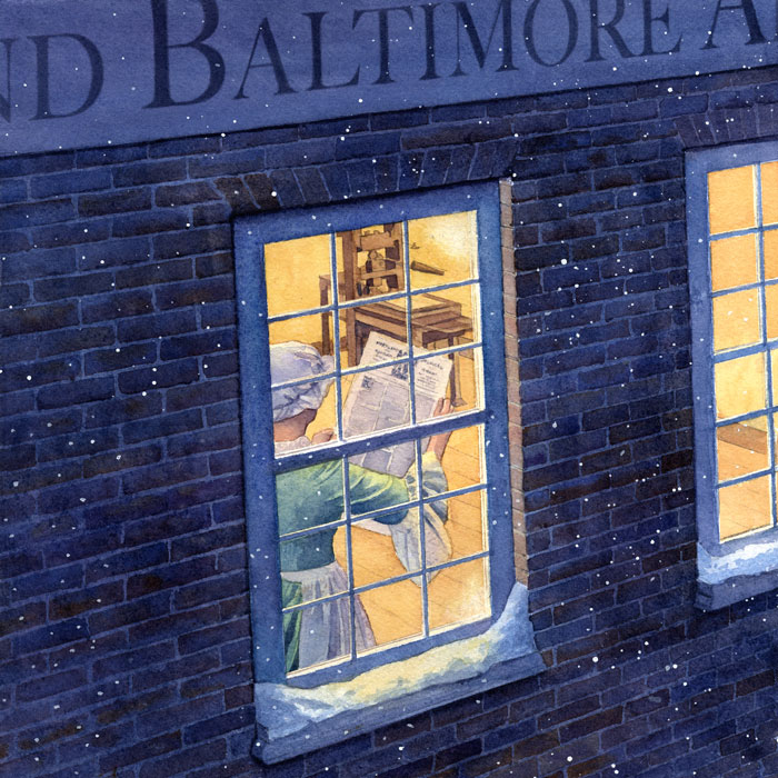 Artist's rendition of a woman printer.