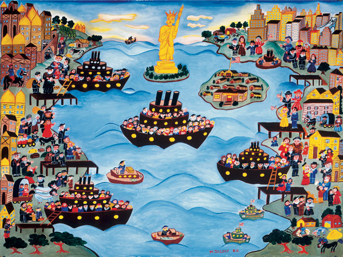 Coming to America painting by Malcah Zeldis.