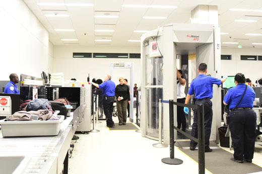 An airport security checkpoint.