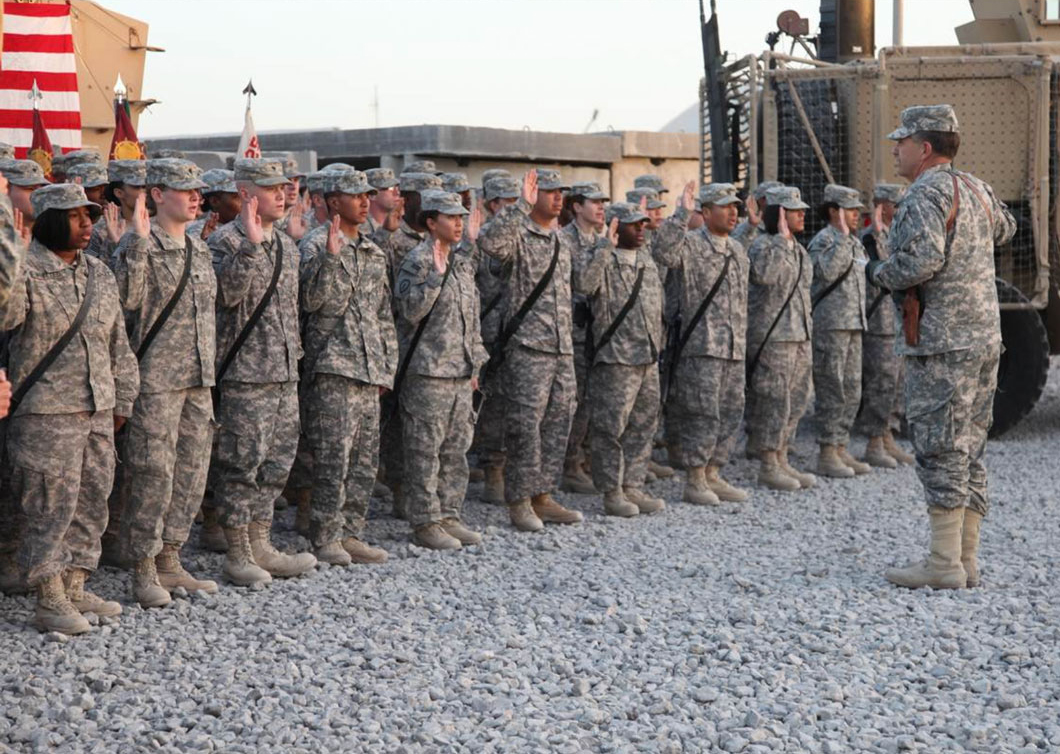 A group of army recruits. 