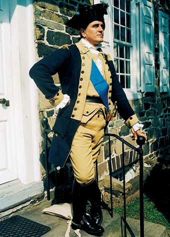 Modern man in a colonial uniform.