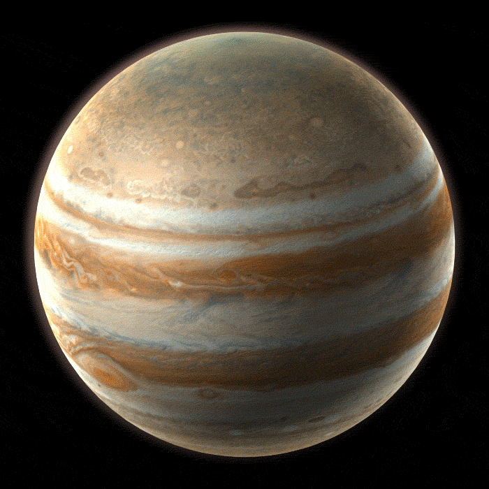 Animation of the planet Jupiter rotating.