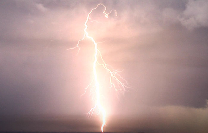 Lightning bolt coming from the sky.