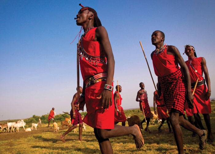 Group of native people living in the near the equator. 