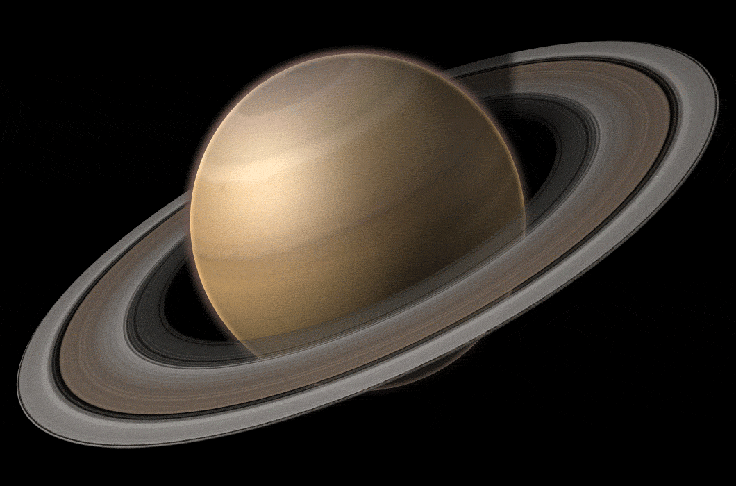 The planet Saturn and its rings.