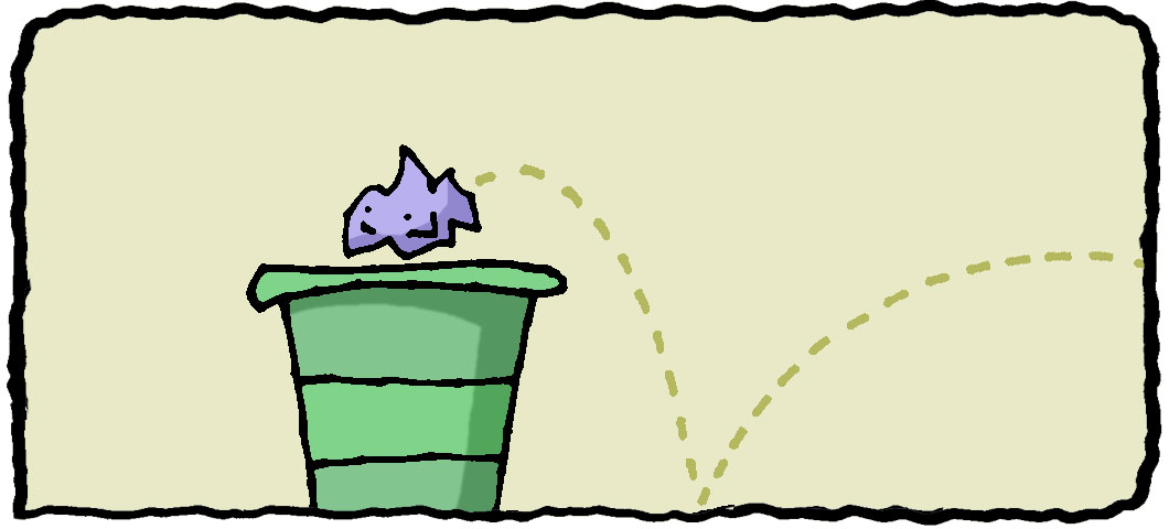 Crumpled piece of paper being tossed into a trashcan.