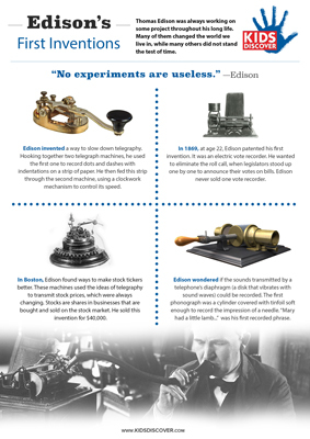 Edison S First Inventions Kids Discover Online   Edison Infographic 400 